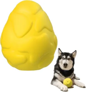 Durable Dino Egg Dog Chew Toys for Aggressive Chewers: Long Lasting, Natural Rubber, Squeaky Fun, Yellow