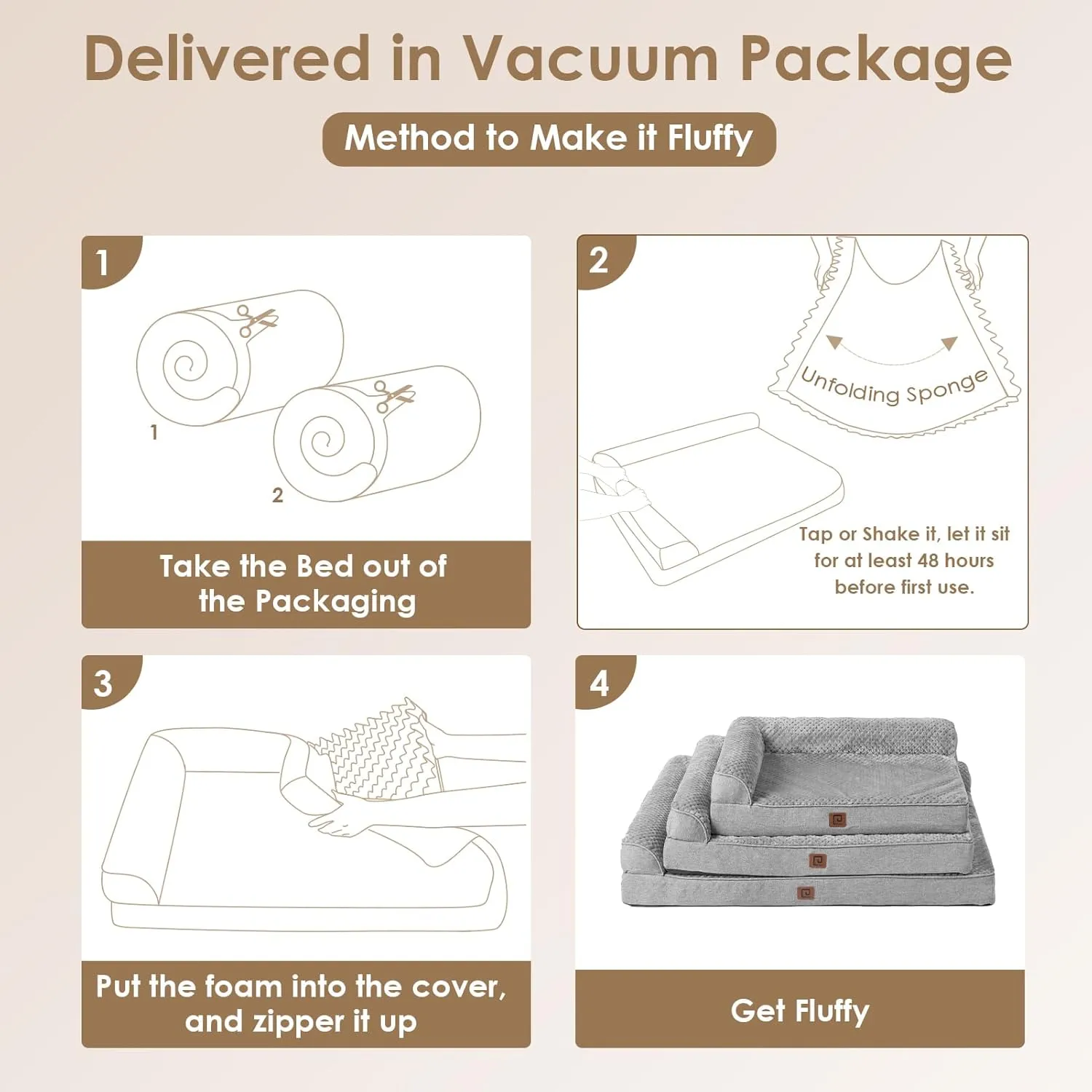EHEYCIGA Memory Foam Dog Bed Medium Sized Dogs, Waterproof Dog Bed Orthopedic with Washable Removable Cover, Non-Slip Pet Bed Couch for Crate, 30x20x6 Inches, Grey