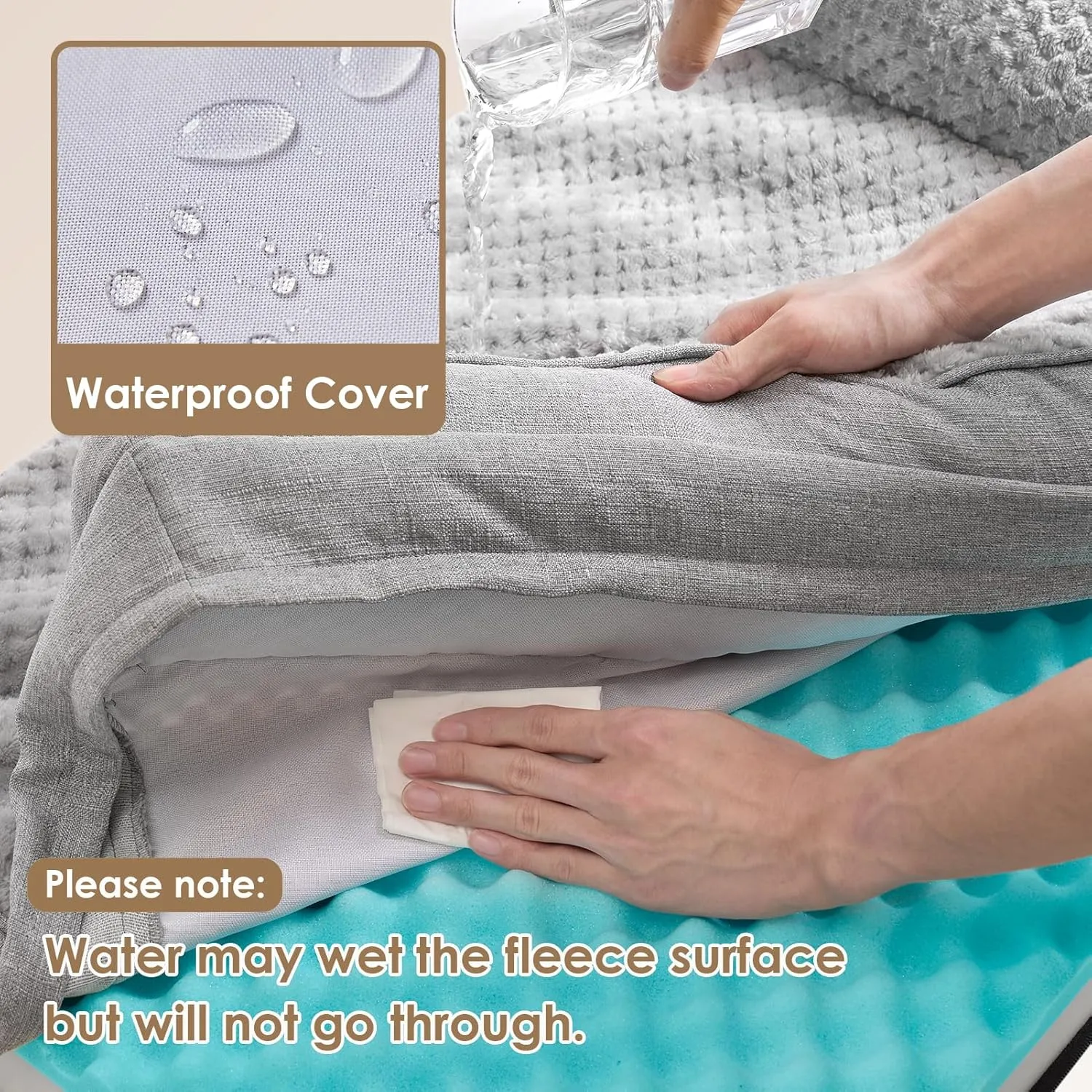 EHEYCIGA Memory Foam Dog Bed Medium Sized Dogs, Waterproof Dog Bed Orthopedic with Washable Removable Cover, Non-Slip Pet Bed Couch for Crate, 30x20x6 Inches, Grey
