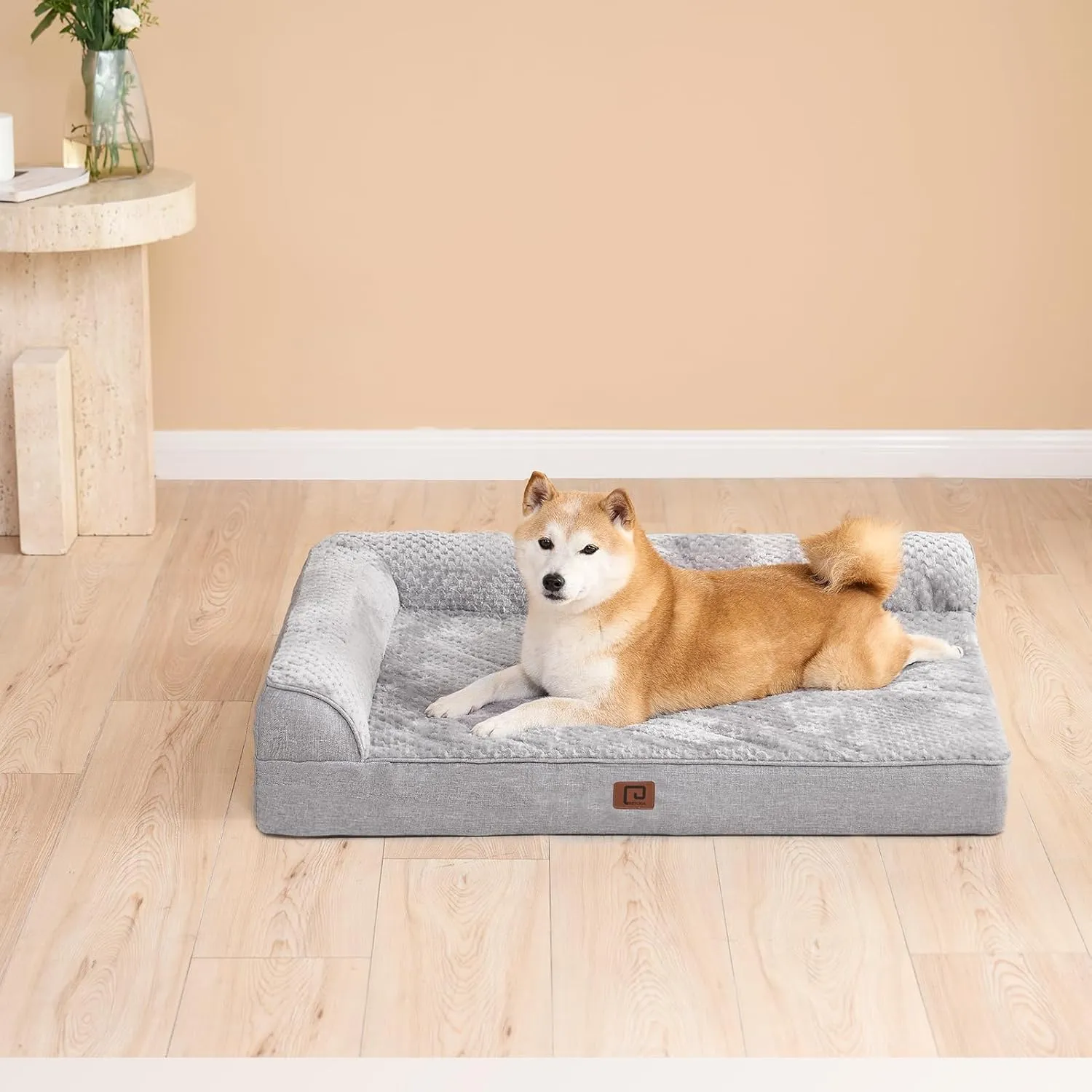 EHEYCIGA Memory Foam Dog Bed Medium Sized Dogs, Waterproof Dog Bed Orthopedic with Washable Removable Cover, Non-Slip Pet Bed Couch for Crate, 30x20x6 Inches, Grey