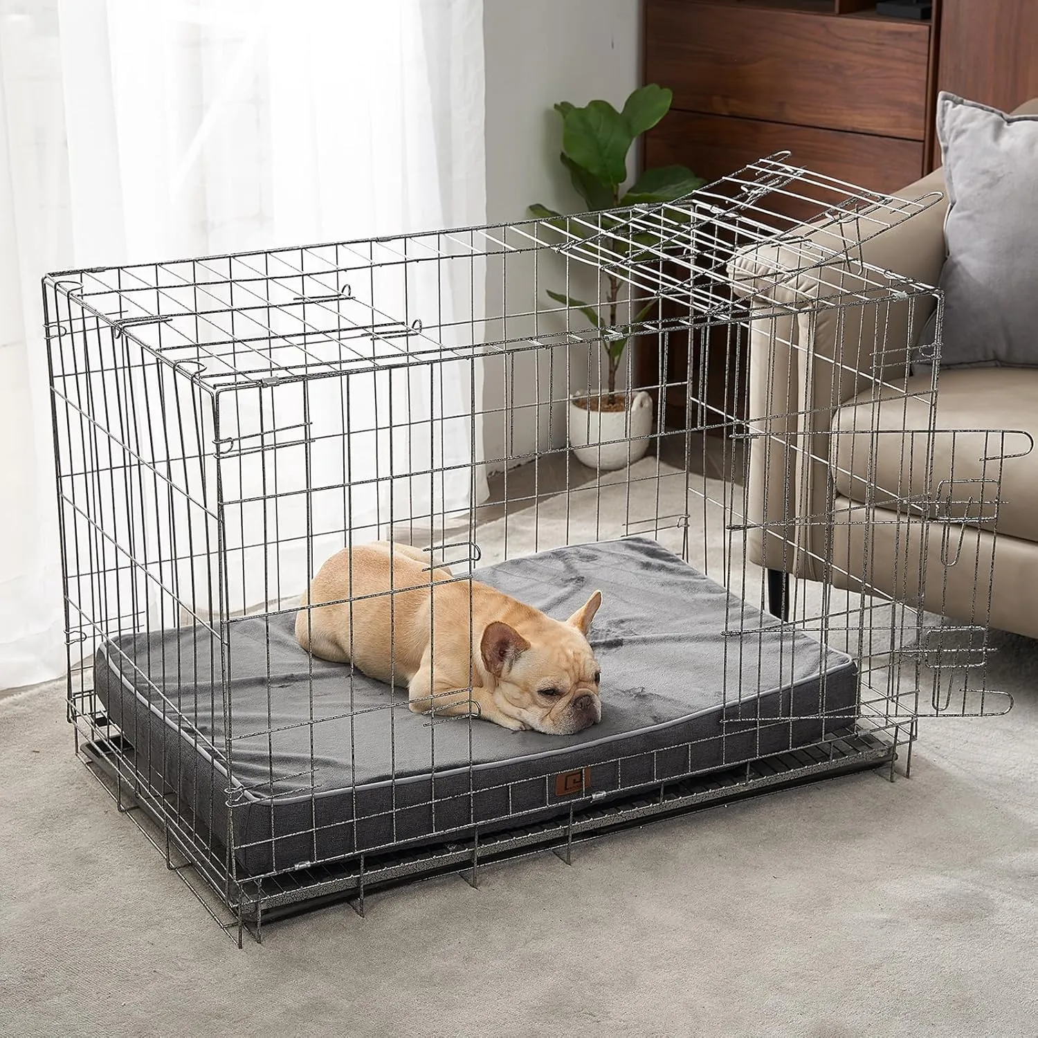 EHEYCIGA Orthopedic Memory Foam Dog Beds for Large Dogs with Removable Waterproof Liner, Dark Grey, 35x23
