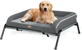 Elevated Outdoor Dog Bed Cot   Orthopedic Indoor Dog Sofa Bed, 2-in-1 Design, Load 200lb, Grey