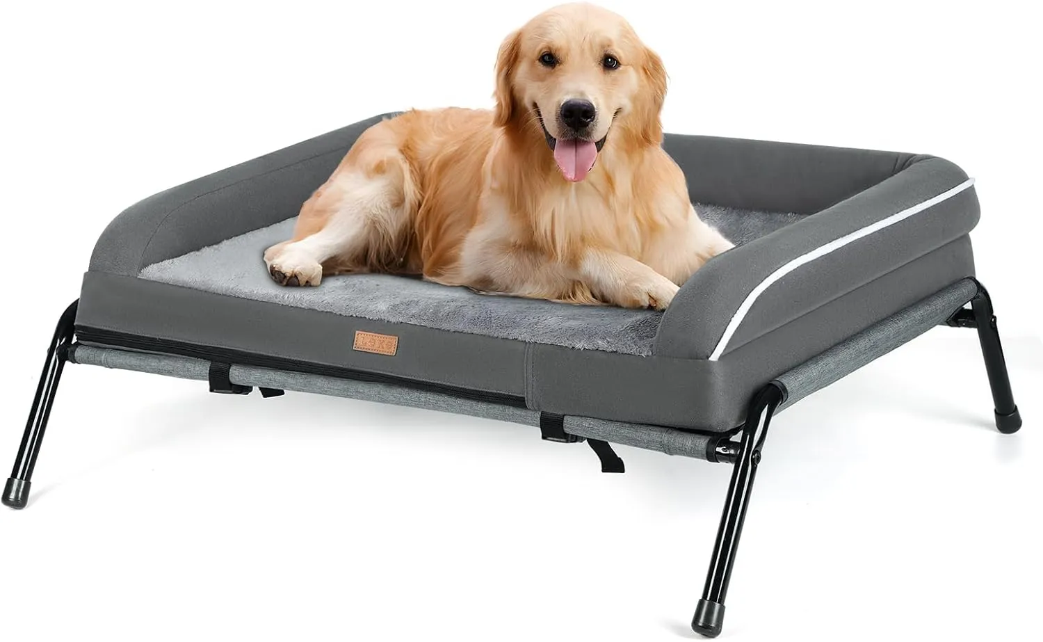 Elevated Outdoor Dog Bed Cot   Orthopedic Indoor Dog Sofa Bed, 2-in-1 Design, Load 200lb, Grey