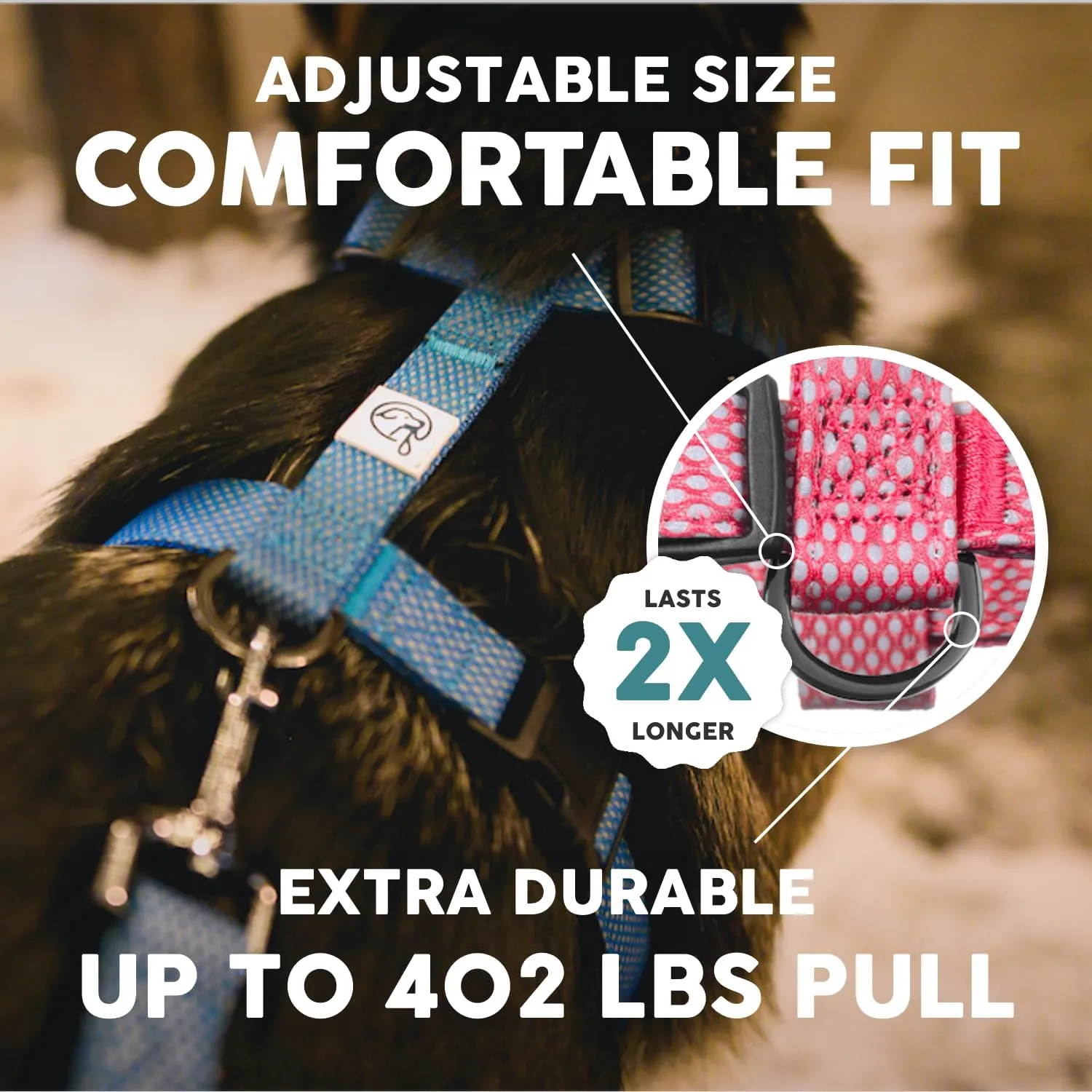 Embark Illuminate Reflective Dog Harness Easy On/Off, No Choke, No Pull Be Seen from All Angles Large Dog Harness. Pink