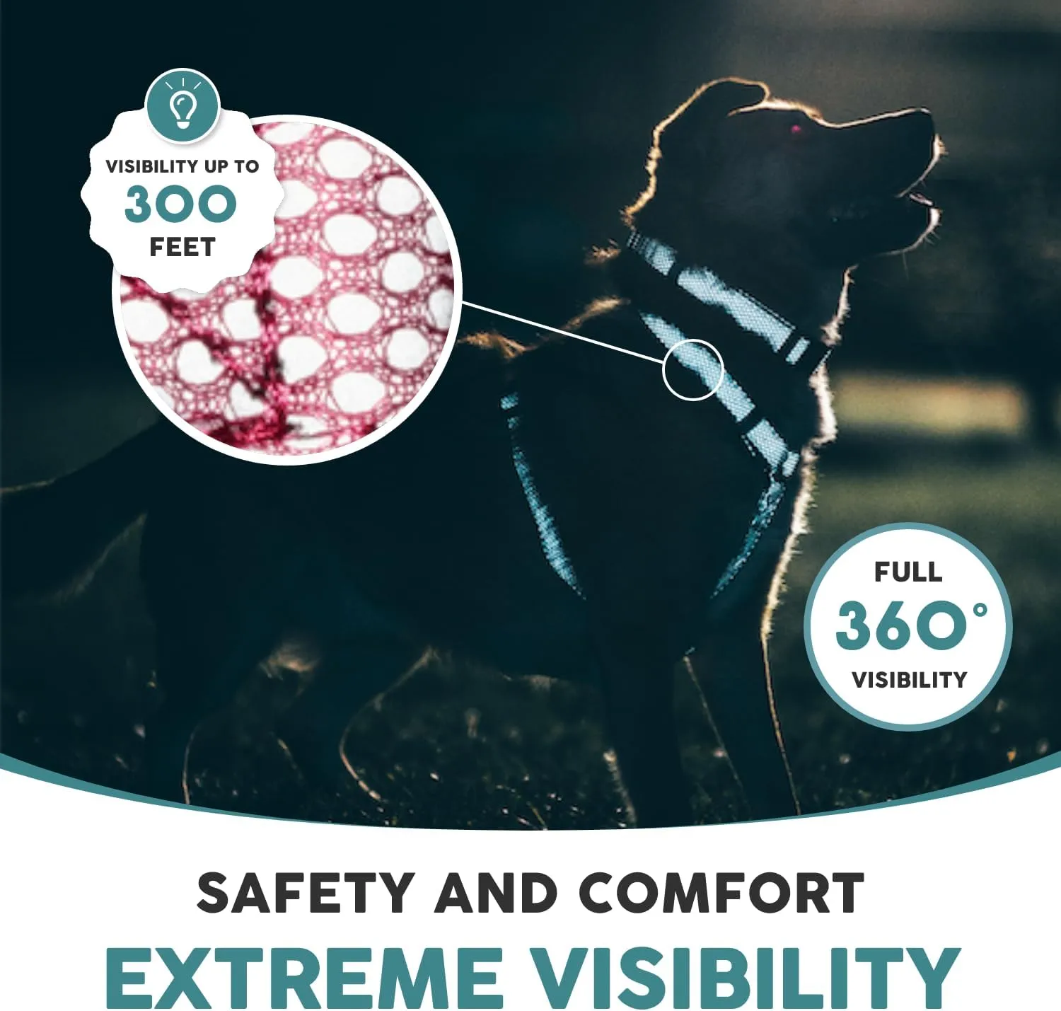 Embark Illuminate Reflective Dog Harness Easy On/Off, No Choke, No Pull Be Seen from All Angles Large Dog Harness. Pink