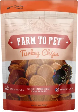 Farm To Pet Dog Training Treats, Healthy Turkey Chips for Dogs - 100% Human Grade Turkey Breast, All Natural, Single Ingredient, Low Allergen Treats for Dogs and Puppies, Made in USA