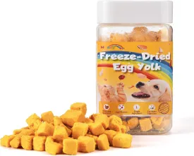 Freeze Dried Egg Yolk Dog Cat Treats, Single Ingredient Natural Healthy Tasty Snacks Grain & Gluten & Rawhide Free Pet Food Topper for Training RewardsEgg Yolk 10.6oz