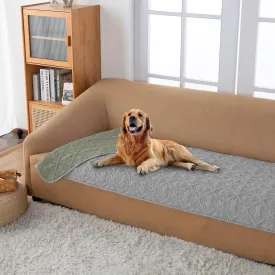 fuguitex Waterproof Dog Bed Cover Dog Blanket for Pet Furniture Bed Couch Sofa Reversible Linen Texture(30"*70",Pea Green Light Grey)