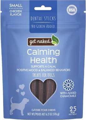 Get Naked Calming Dental Sticks for Dogs  Grain-Free Chicken Flavor, Anxiety Relief with Chamomile, Passion Flower, No CBD, Tartar Control, Gluten-Free  Small Sticks 6.2 oz Bag