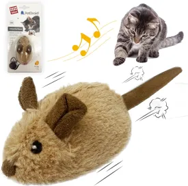 Gigwi Interactive Cat Toy Mouse, Moving Automatic Cat Toys Mice Electronic with Furry Tail, Automatic Squeaky Cat Toys for Kitten Indoor/Outdoor Exercise (Brown-Ear)