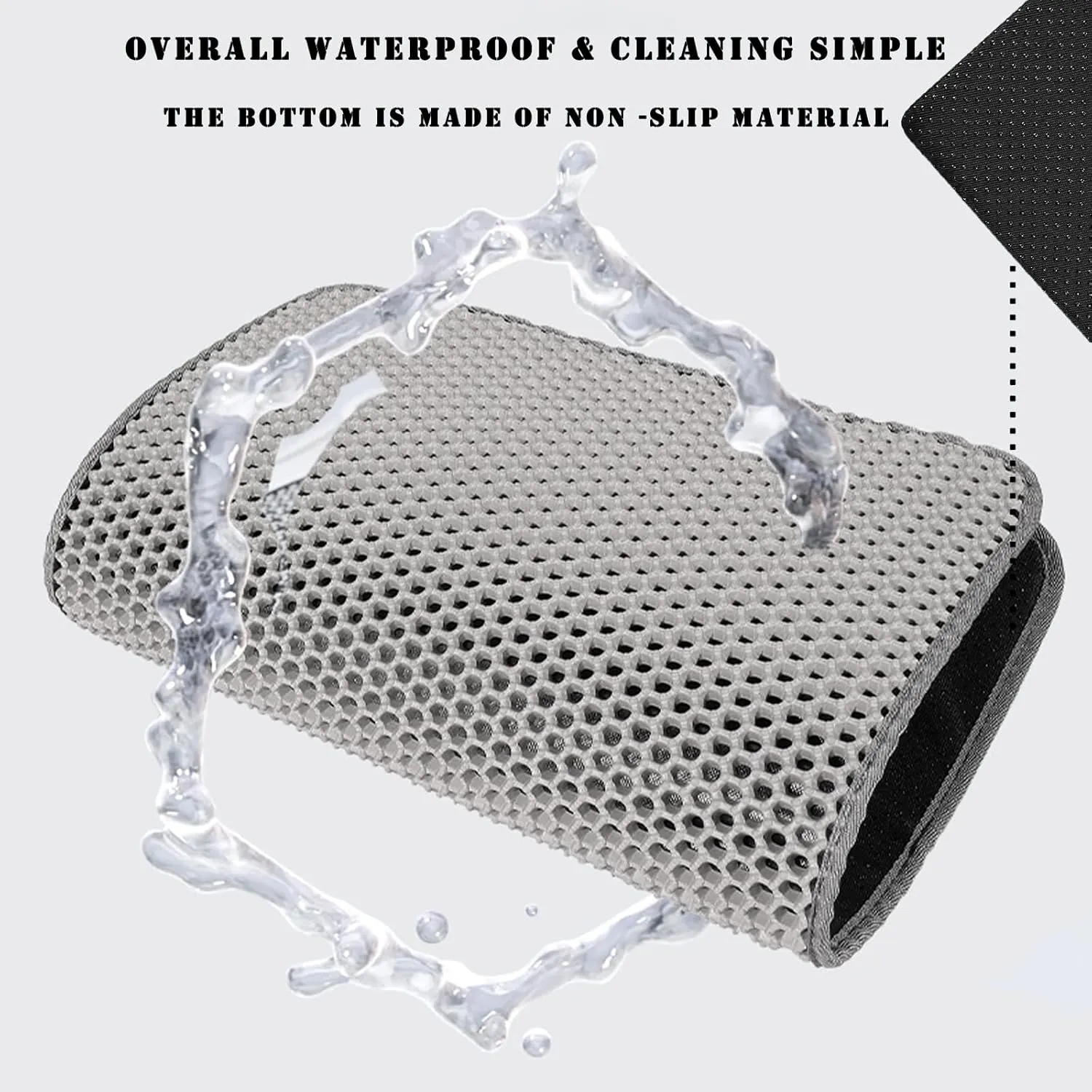 HCY&WLD Cat Litter Mat, 45x26/35x24/30x22/24x18 Inch Double Layer Cat Litter Box Mat, EVA Non-Slip, Waterproof Urine Proof Cat Litter Catcher Mat, Easy Clean Scatter Control (30x22 Inch, Khaki)