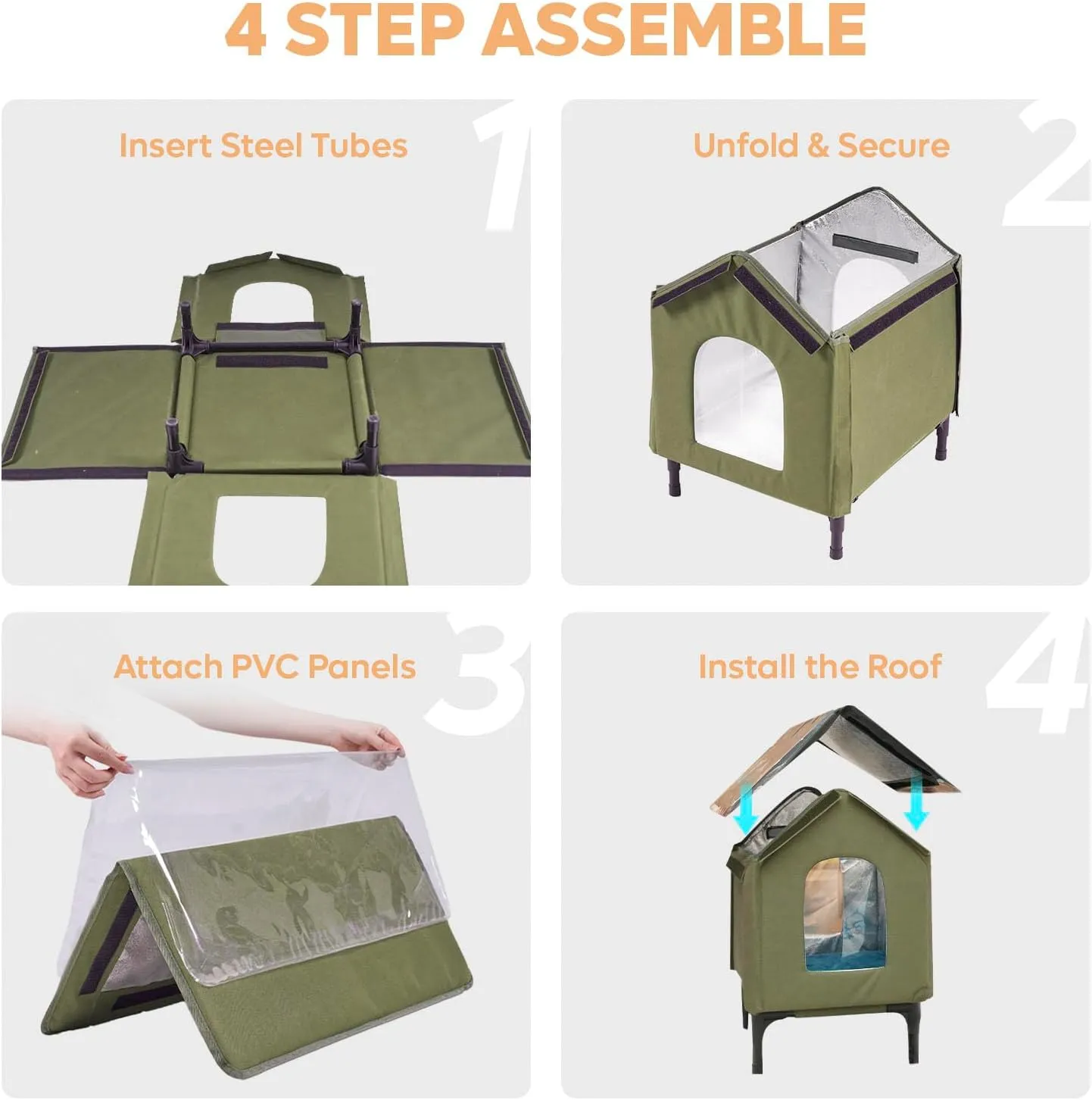 Heated Cat House for Outside, Insulated Weatherproof Outdoor Feral Cat House with Timer & Adjustable Temperature Heater Pad, Elevated Pet House with Escape Door for Winter, Barn, Porch