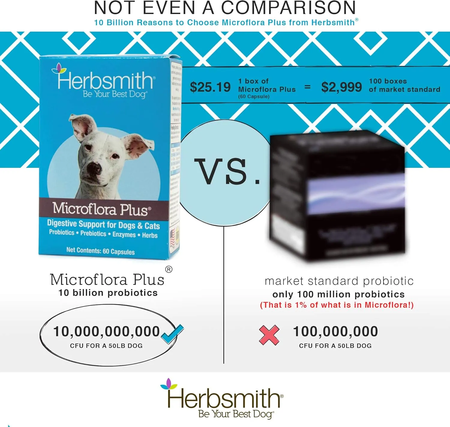 Herbsmith Microflora Plus  Dog Digestion Aid Probiotics and Digestive Enzymes for Dogs  Prebiotic for Dogs  60 Capsules