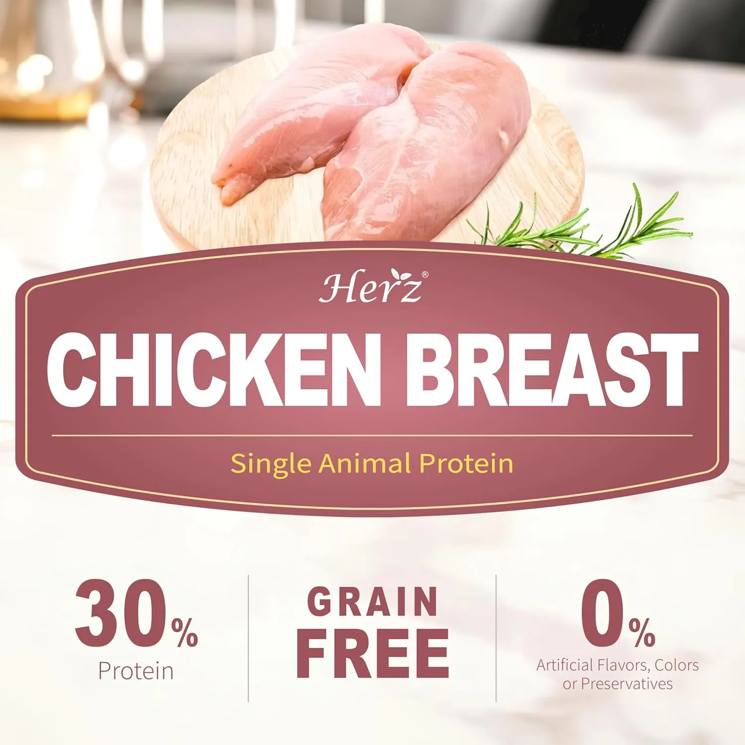 Herz Air-Dried Dog Food  U.S.A Chicken Breast Recipe 2 lb, Single Pure-Meat, Grain Free, All Natural, High Protein, Limited Ingredients