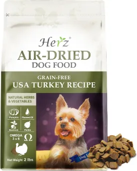 Herz Air-Dried Dog Food  U.S.A Turkey Breast Recipe 2 lb, Single Pure-Meat, Grain Free, All Natural, High Protein, Limited Ingredients