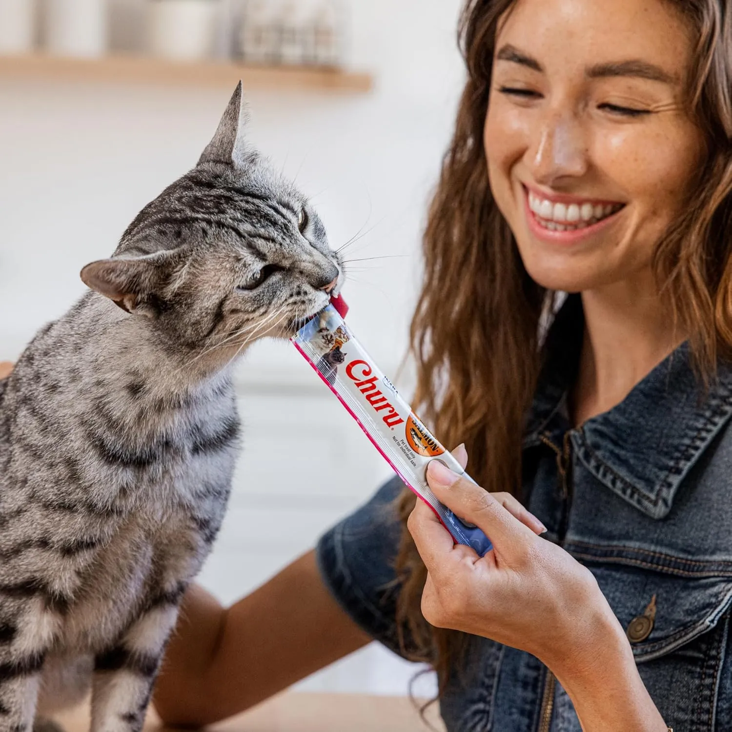 INABA Salmon Churu Cat Treats, Lickable, Squeezable Creamy Pure Cat Treat with Green Tea Extract & Taurine, 0.5 Ounces Each Tube, 40 Tubes, Salmon Variety Box