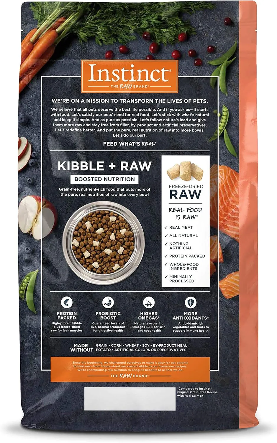 Instinct Raw Boost, Natural Dry Dog Food with Freeze Dried Pieces, High Protein, Grain Free Recipe - Real Salmon, 4 lb. Bag