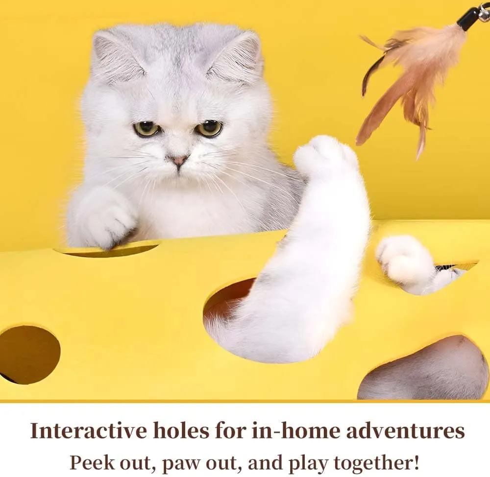 Interactive Cat Toys for Indoor Cats - Multifunctional Felt Cat Tunnel & Bed with Temperature Locking Material - Enrichment for Indoor Cats - Modern Design Cat Beds & Tunnels