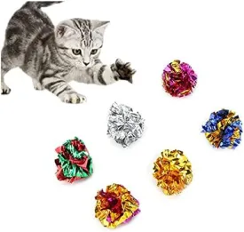 ISMARTEN 12 Packs Crinkle Balls Cat Toys for Indoor Cats, Lightweight Shiny Crinkle Paper Ball for Kitten (Random Color) (2.36 in)