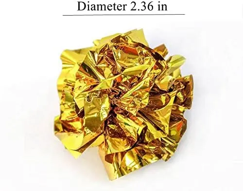 ISMARTEN 12 Packs Crinkle Balls Cat Toys for Indoor Cats, Lightweight Shiny Crinkle Paper Ball for Kitten (Random Color) (2.36 in)