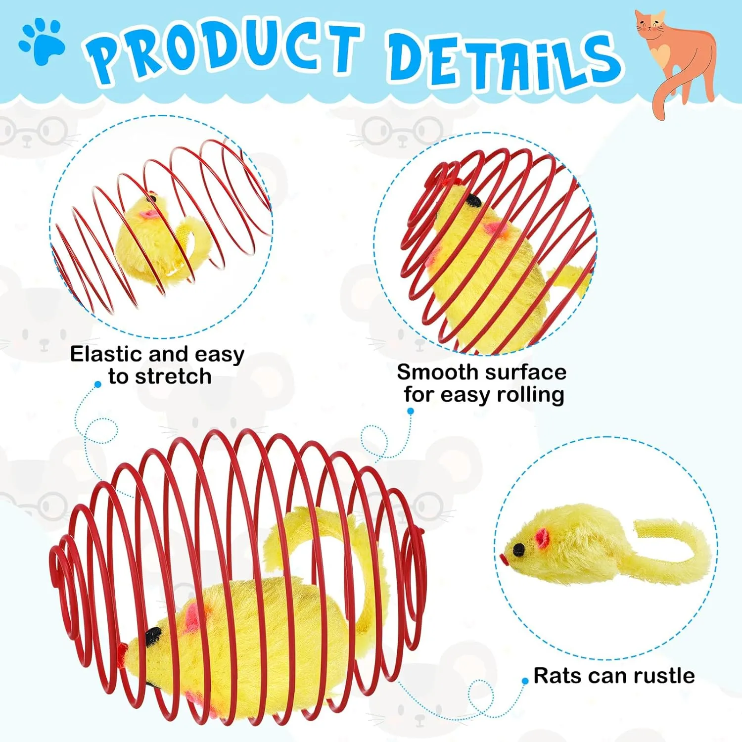 Jecery 5 Pcs Cat Spring Balls Stretchable Springs Toys Interactive Rolling Balls Colorful Playful Coils Spring Action Toy Caged Rats for Kitten Cat Pet Supplies Indoor