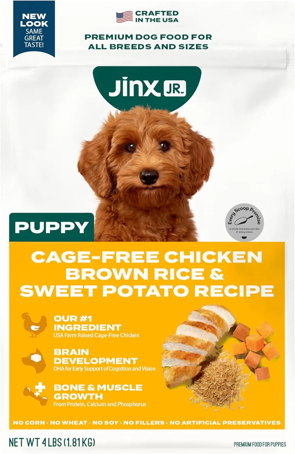 Jinx Premium Dry Dog Food, Puppy - Real Salmon, Brown Rice & Sweet Potato Kibble for Puppies with DHA, Protein & Calcium for Brain Health - Probiotics for Digestive Support - No Fillers - 4lb