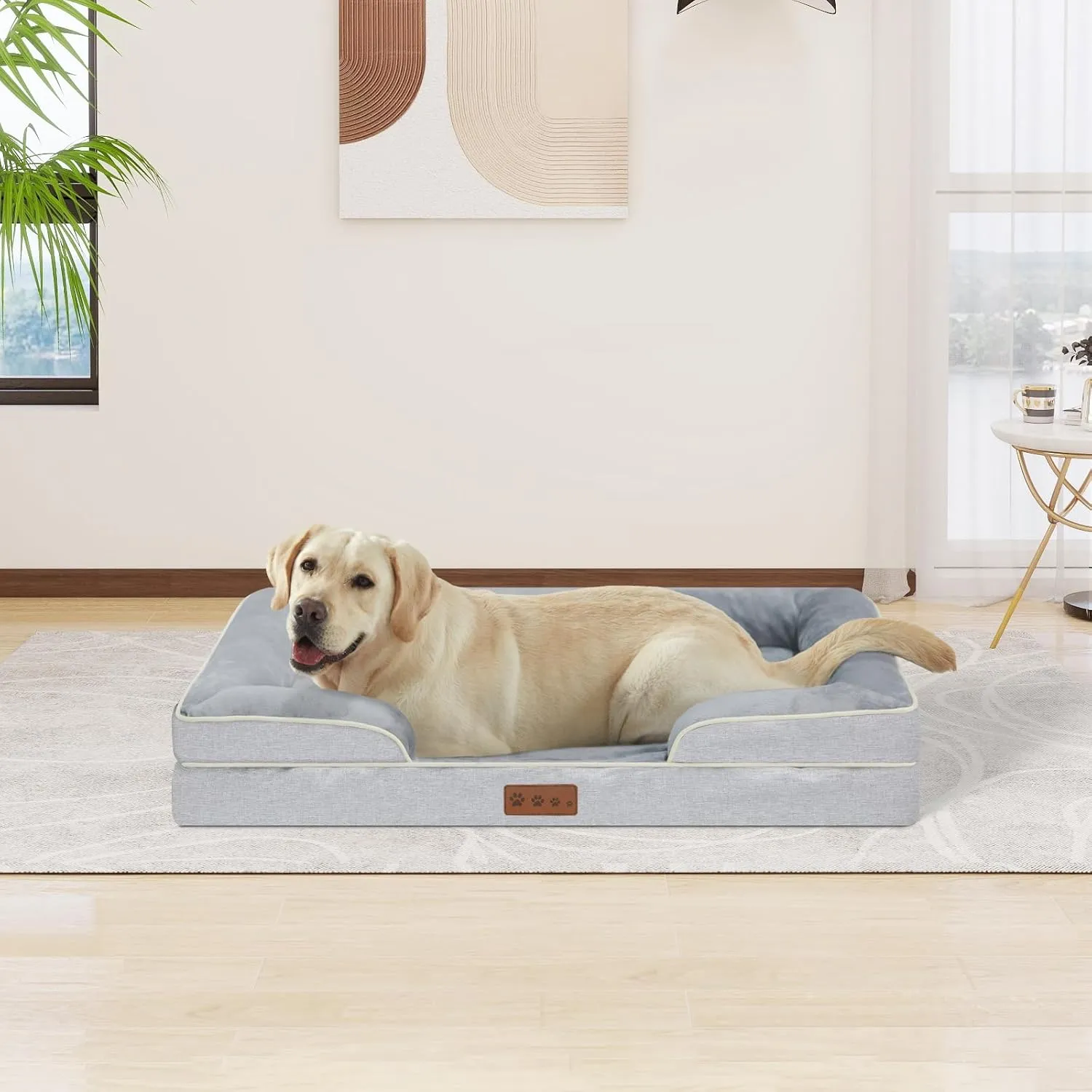 Jumbo Orthopedic Dog Beds for Extra Large Dogs- Waterproof Memory Foam Pet Couch Bed with Removable Washable Cover & Non-Slip Bottom, XXL Dog Sofa Bed (XXL, Grey)