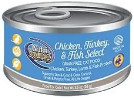 Kln Nutrisource Chicken Turkey & Fish Select Grain Free Cat Food 5 Ounces, Case Of 12