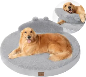 Large Dog Bed - Orthopedic Dog Beds for Extra Large Dogs with Washable Removable Cover Waterproof Pet Beds with Pillow - Light Gray