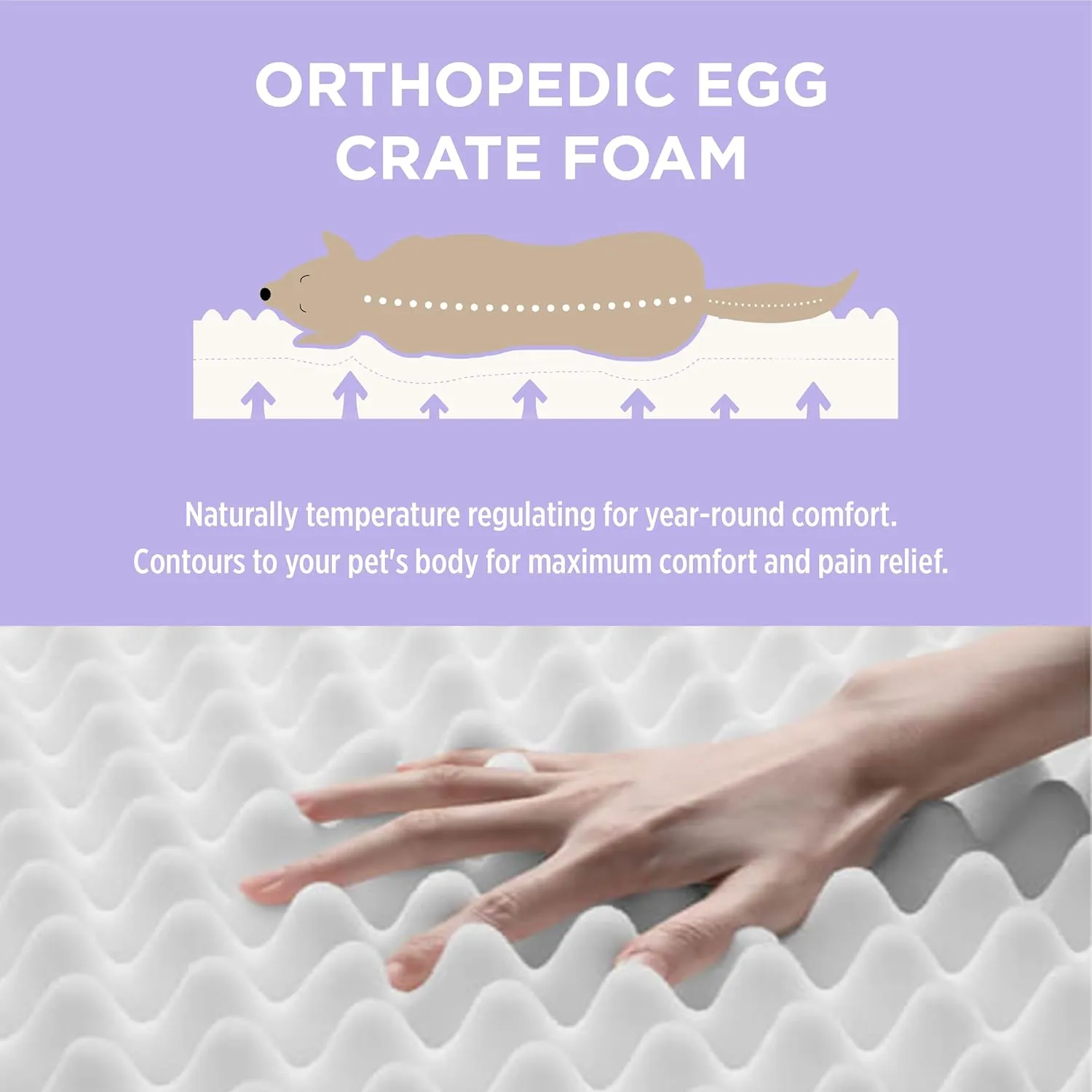 Lesure Outdoor Waterproof Dog Bed for Large Dogs, Orthopedic Egg Crate Foam Pet Bed with Oxford Fabric Surface and Removable and Durable Cover, Machine Washable, 36''x27'', Grey