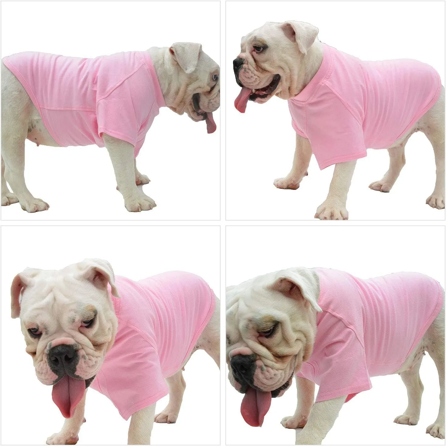 Lovelonglong Bulldog Clothes Dog Clothing Blank T-Shirt Tee Shirts for French Bulldog English Bulldog American Pit Bull Pugs 100% Cotton Skin Care Pink B-M