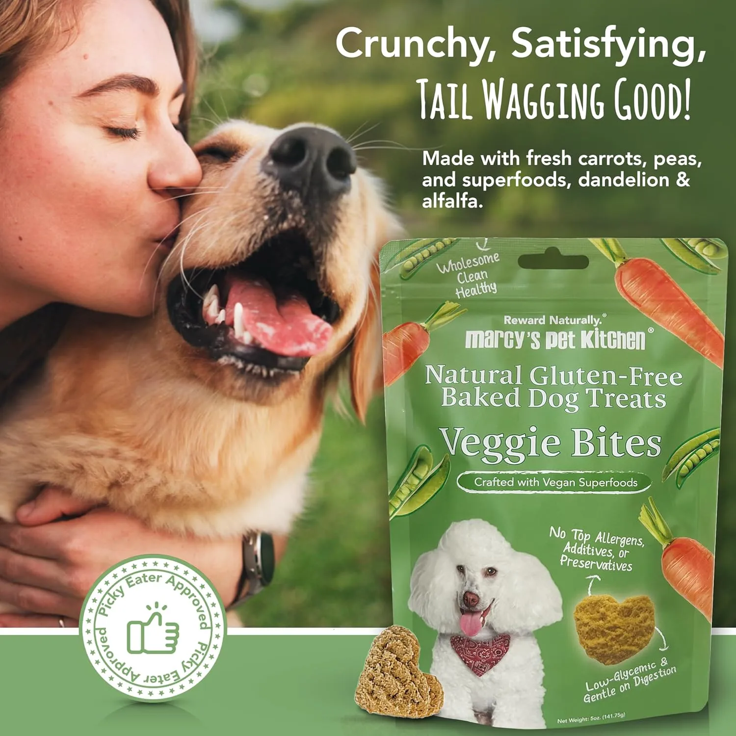 Marcy's Pet Kitchen-Diabetic Dog Treats-Vet Recommend-No Preservatives - Crunchy, Superfoods, All Natural-Vegan Homemade,-Gluten Free-for Sensitive Stomachs-Made in The USA Only.
