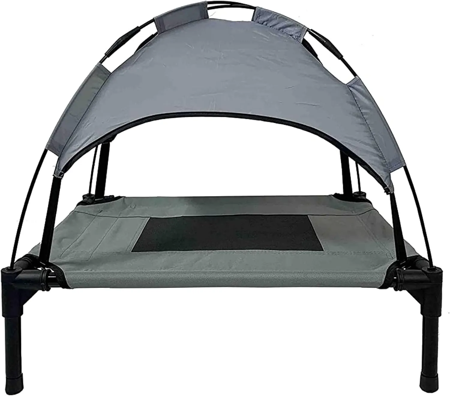 Midlee Grey Dog Cot with Canopy Elevated Pet Bed- Medium- Outside Raised Camping Tent
