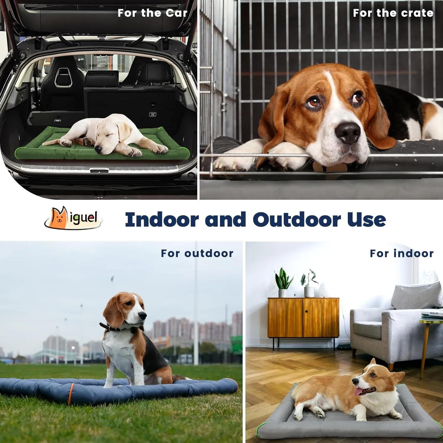 Miguel Oxford 900D Outdoor Waterproof Dog Bed for Metal Dog Crates Water-Resistant All Weather Pet Mat Durable Easy Wipe Clean Travel Indoor Outdoor Puppy Cat Crate Bed 42inch, Black