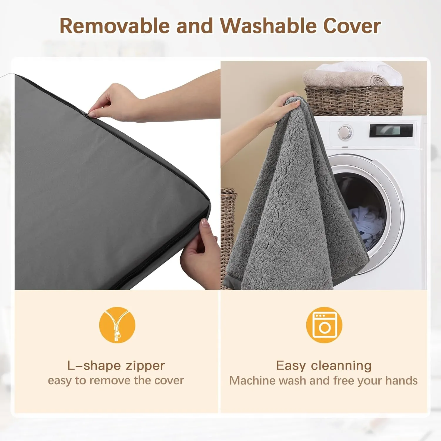 MIHIKK XL Dog Bed Waterproof Dog Beds Large Sized Dog Orthopedic Crate Bed with Removable Washable Cover Egg-Crate Foam Pet Pad Mat with Anti-Slip Bottom, 47 x 29 Inch, Dark Grey
