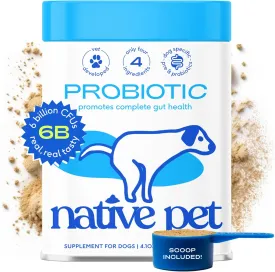 Native Pet Probiotics for Dogs - Dog Probiotics Powder for Digestive Health, Gut Support, & Immune Boost  Vet-Formulated Powder for Maximum Potency with Digestive Enzymes & Prebiotics - 30 Scoops