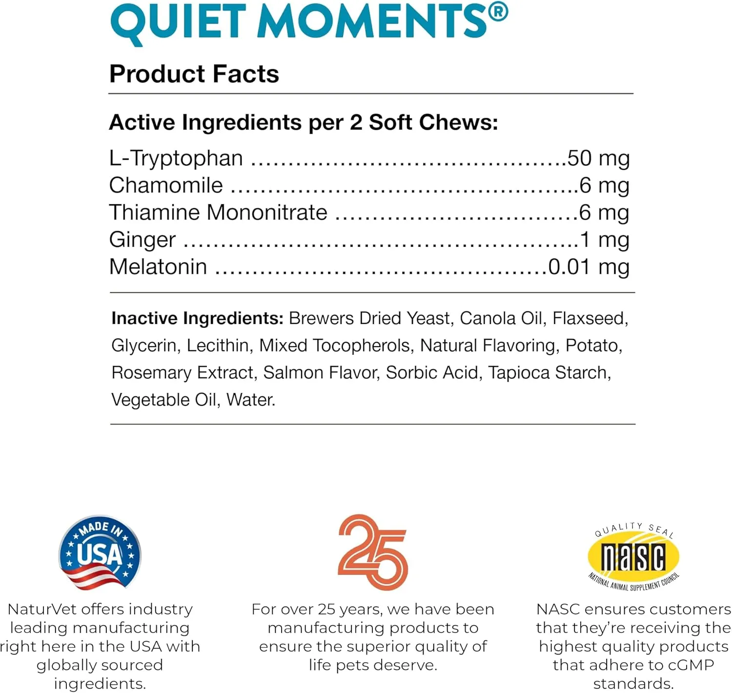 NaturVet Quiet Moments Calming Aid Cat Supplement Plus Melatonin  Helps Reduce Stress in Cats  for Pet Storm Anxiety, Motion Sickness, Grooming, Separation, Travel  50 Ct. Soft Chews