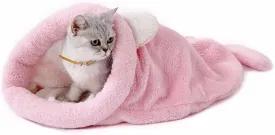 NOLITOY Cat Bed Cave Sleeping Bag, Pet Mat Self Warming Pad Sack for Cats and Small Dog(Pink 19.6x15.74inch