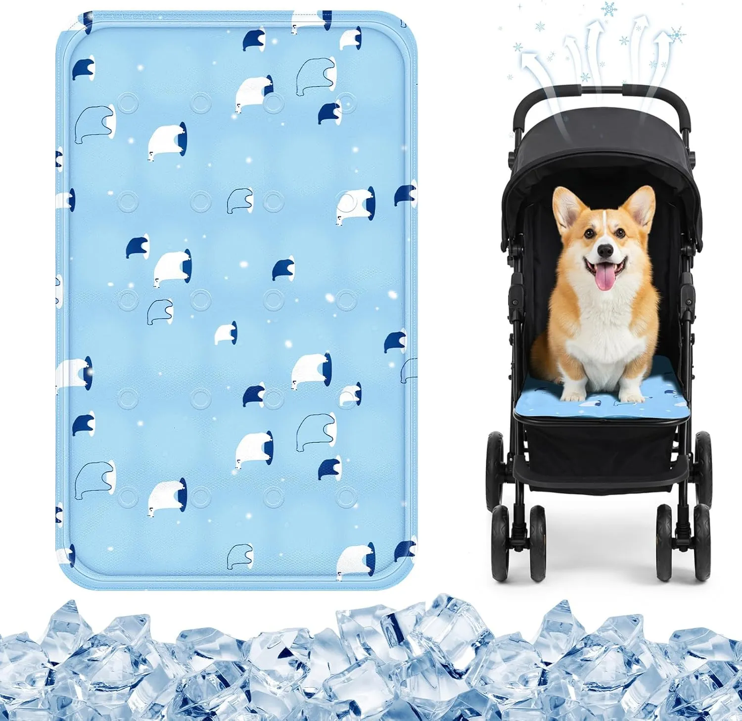 Nuanchu Dog Stroller Cooling Mat Waterproof Outdoor Pet Cooling Mat 11.81 x 19.69 Inch Washable Summer Cat Sleeping Blanket for Small Medium Pet Stroller