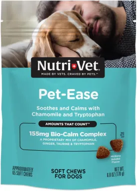 Nutri-Vet Pet-Ease Soft Chews for Dogs - Vet Formulated with Chamomile and Tryptophan to Soothe and Calm Dogs - 6.0 oz