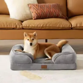 Orthopedic Dog Bed for Large & Medium Dogs  Washable Plush Cushion with Waterproof Bottom, Non-Slip Base, Calming Pet Sofa for Comfort & Support Large Size :34.65  25.20  7.87 inches.