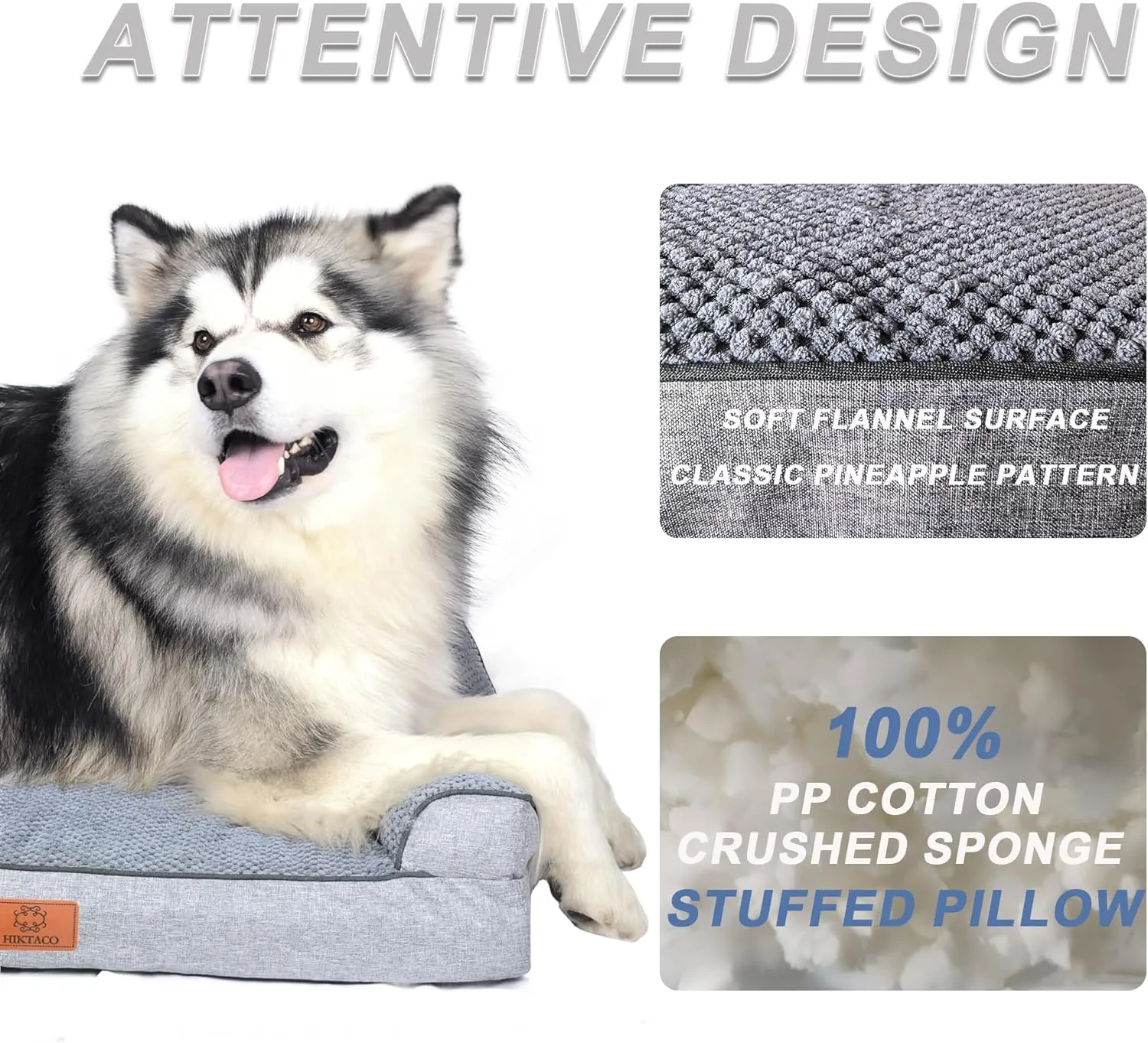 Orthopedic Dog Bed Large Sized Dog Waterproof Lining & Non-Skid Bottom Memory Foam Washable Removable Cover for Large Dogs Bed Couch with Sides X-Large-39''*24''(Grey)