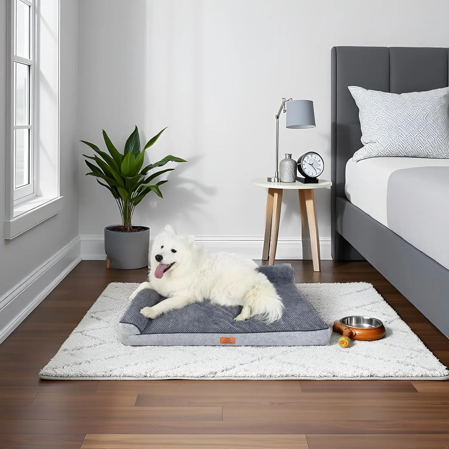Orthopedic Dog Bed Large Sized Dog Waterproof Lining & Non-Skid Bottom Memory Foam Washable Removable Cover for Large Dogs Bed Couch with Sides X-Large-39''*24''(Grey)