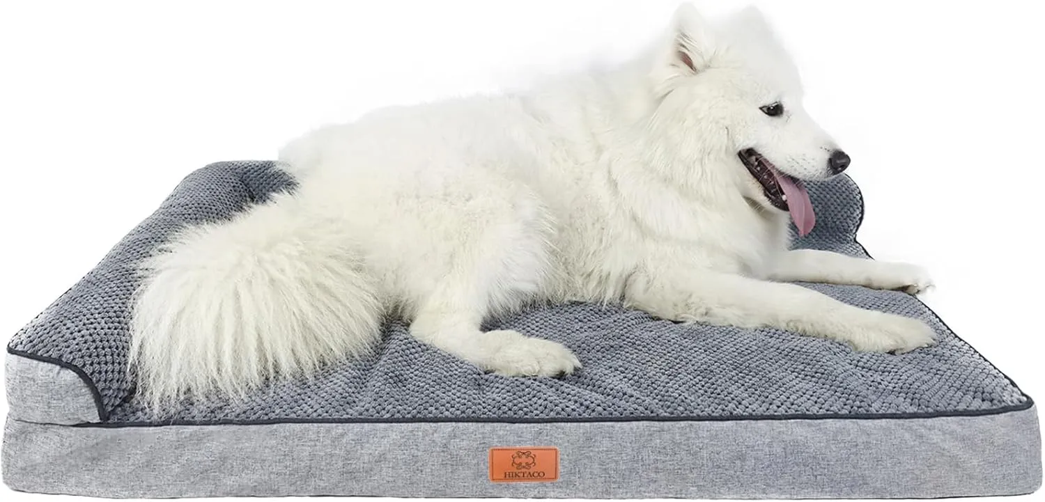 Orthopedic Dog Bed Large Sized Dog Waterproof Lining & Non-Skid Bottom Memory Foam Washable Removable Cover for Large Dogs Bed Couch with Sides X-Large-39''*24''(Grey)