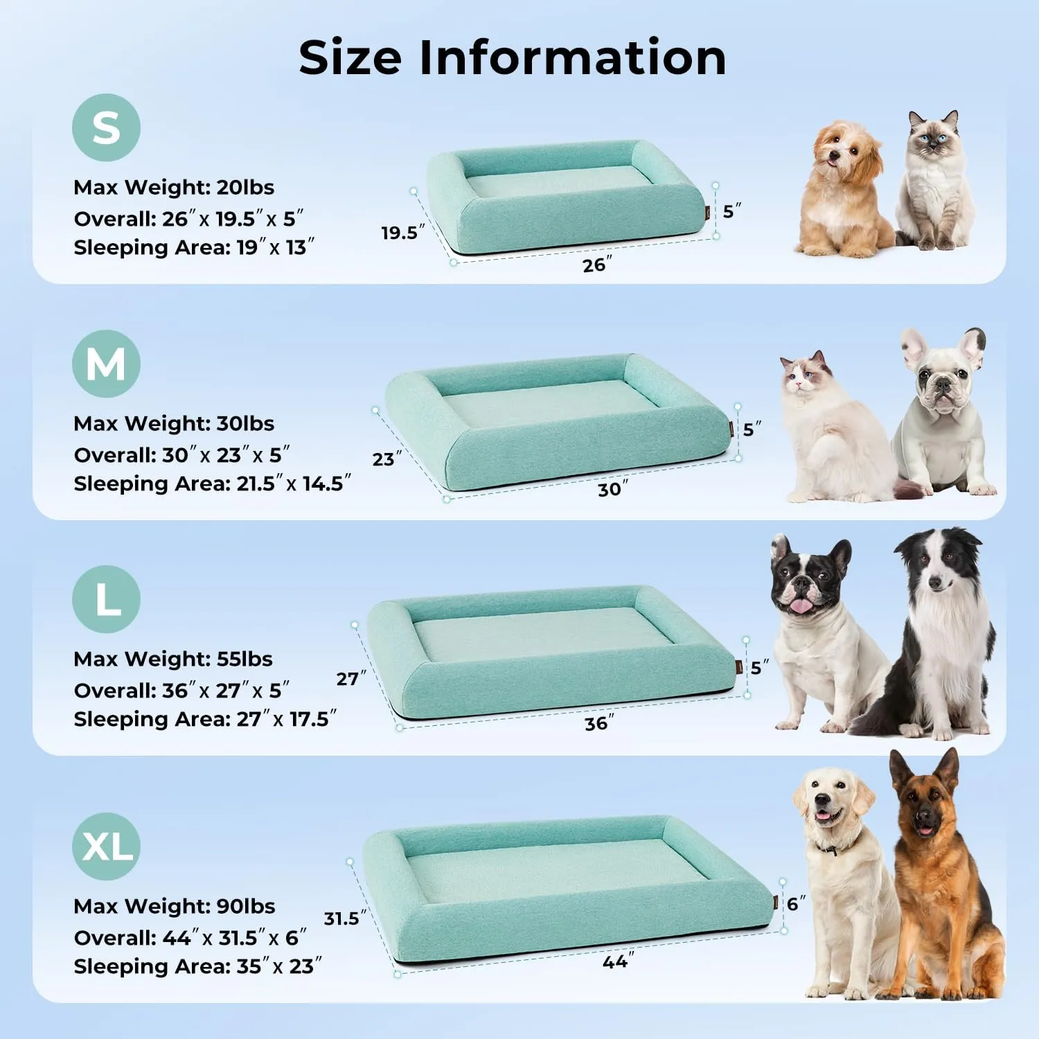 Orthopedic Large Dog Bed for Large Sized Dogs - Washable Dog Sofa Bed with Removable Supportive Foam Bolster, Linen Waterproof Cover & Non Skid Bottom, Green
