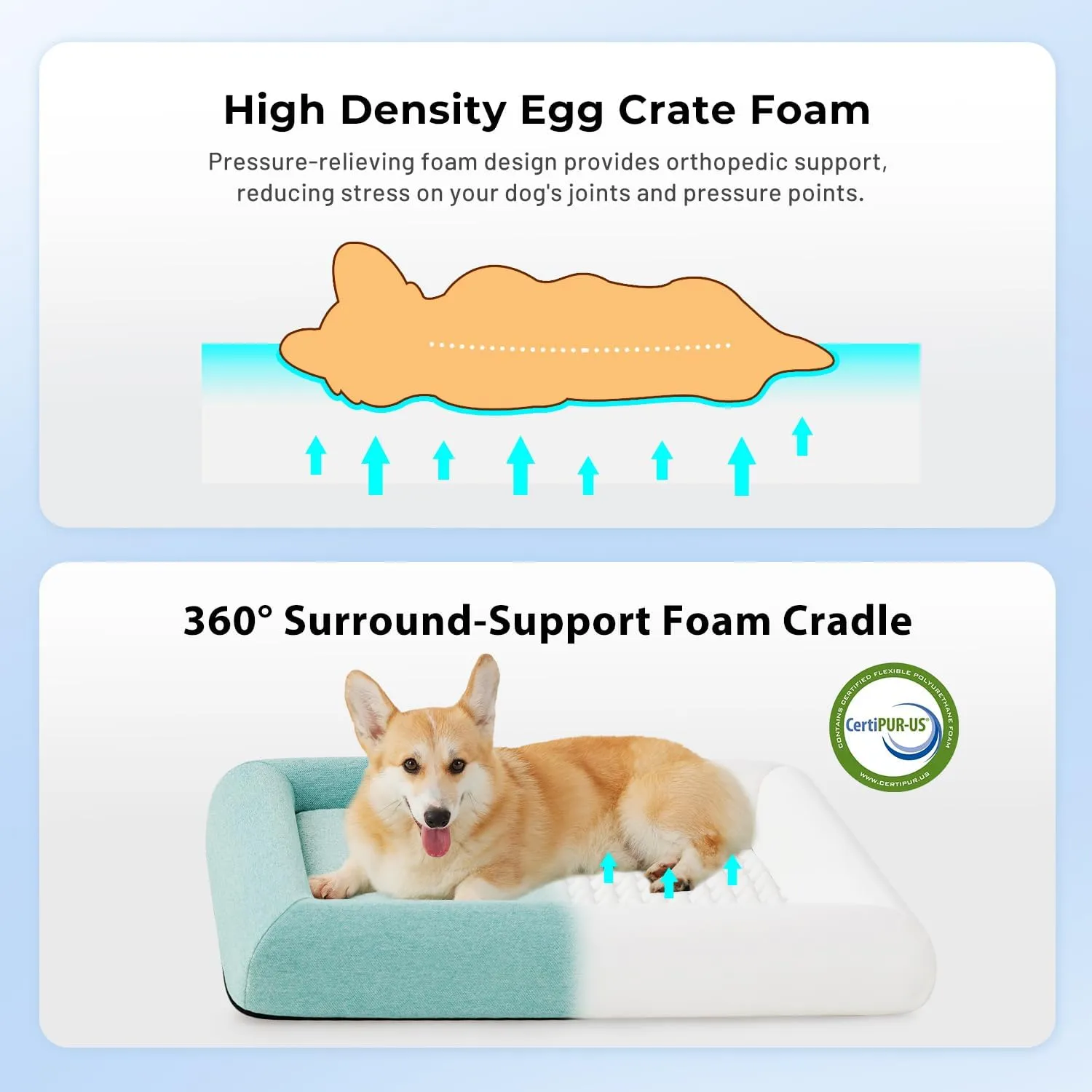 Orthopedic Large Dog Bed for Large Sized Dogs - Washable Dog Sofa Bed with Removable Supportive Foam Bolster, Linen Waterproof Cover & Non Skid Bottom, Green