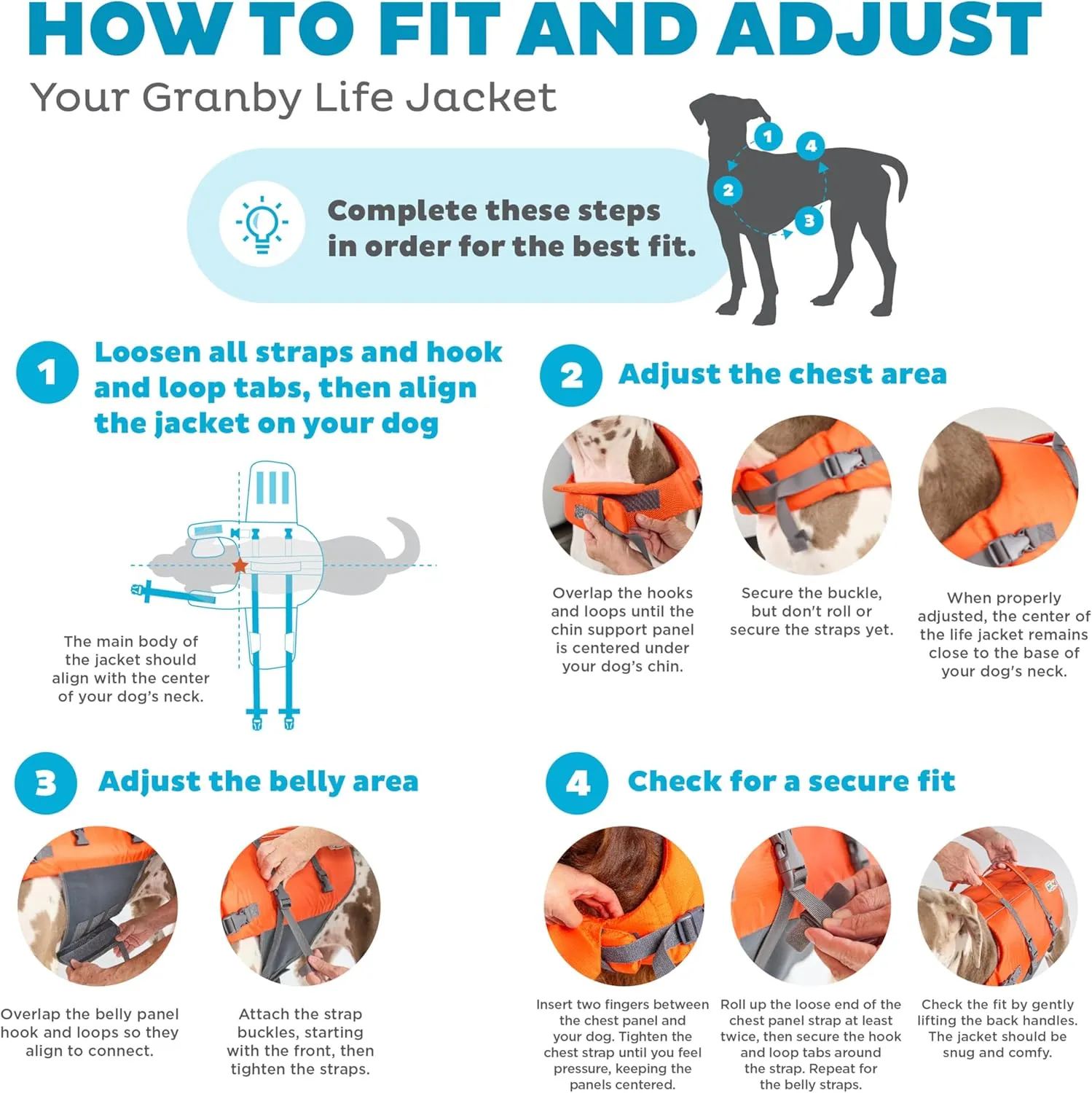 Outward Hound Granby Splash Dog Life Jacket, High-Buoyancy Dog Life Vest for Swimming, Boating, and Water Safety, Small, Orange