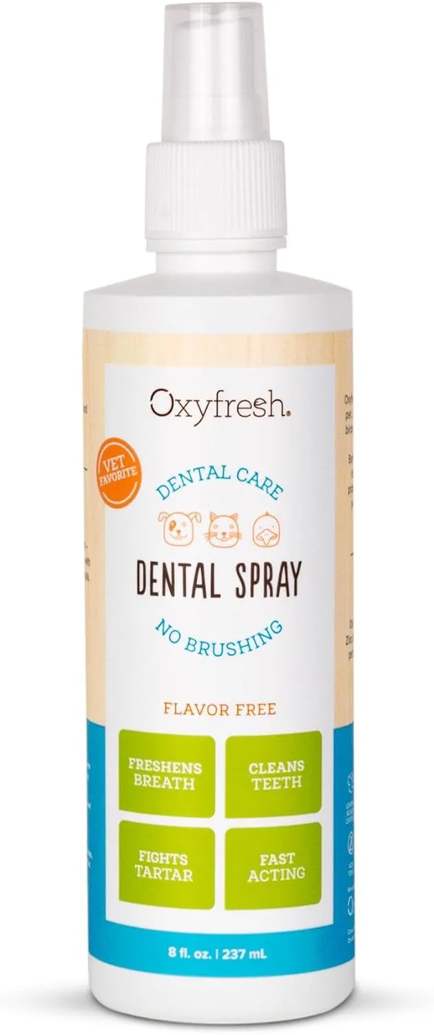 Oxyfresh Advanced Pet Dental Spray  Instant Dog and Cat Fresh Breath: Easiest No Brushing Pet Dental Solution for Dogs and Cats  Best Way to Fight Plaque, Keep Teeth & Gums Healthy, 8oz.