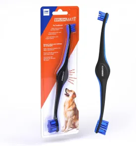 Pair of Blue and Orange Color Dual-Size Angled Soft Brush Heads Toothbrush for Pet Puppies, Dogs, and Cats