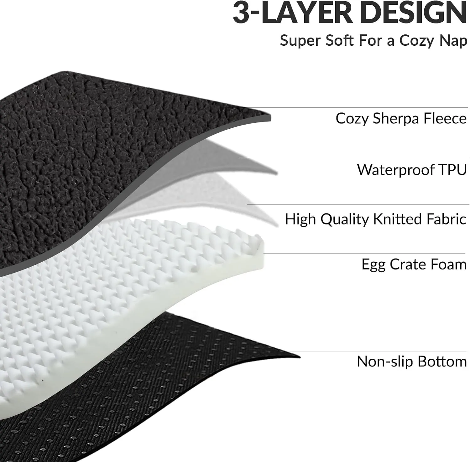 Patas Lague Orthopedic Dog Bed for Large Dogs, Waterproof L Shaped Large Pet Sofa Beds with Removable Washable Cover, Soft Comfortable Pet Couch Mat with Nonskid Bottom, 36''X24'' Black